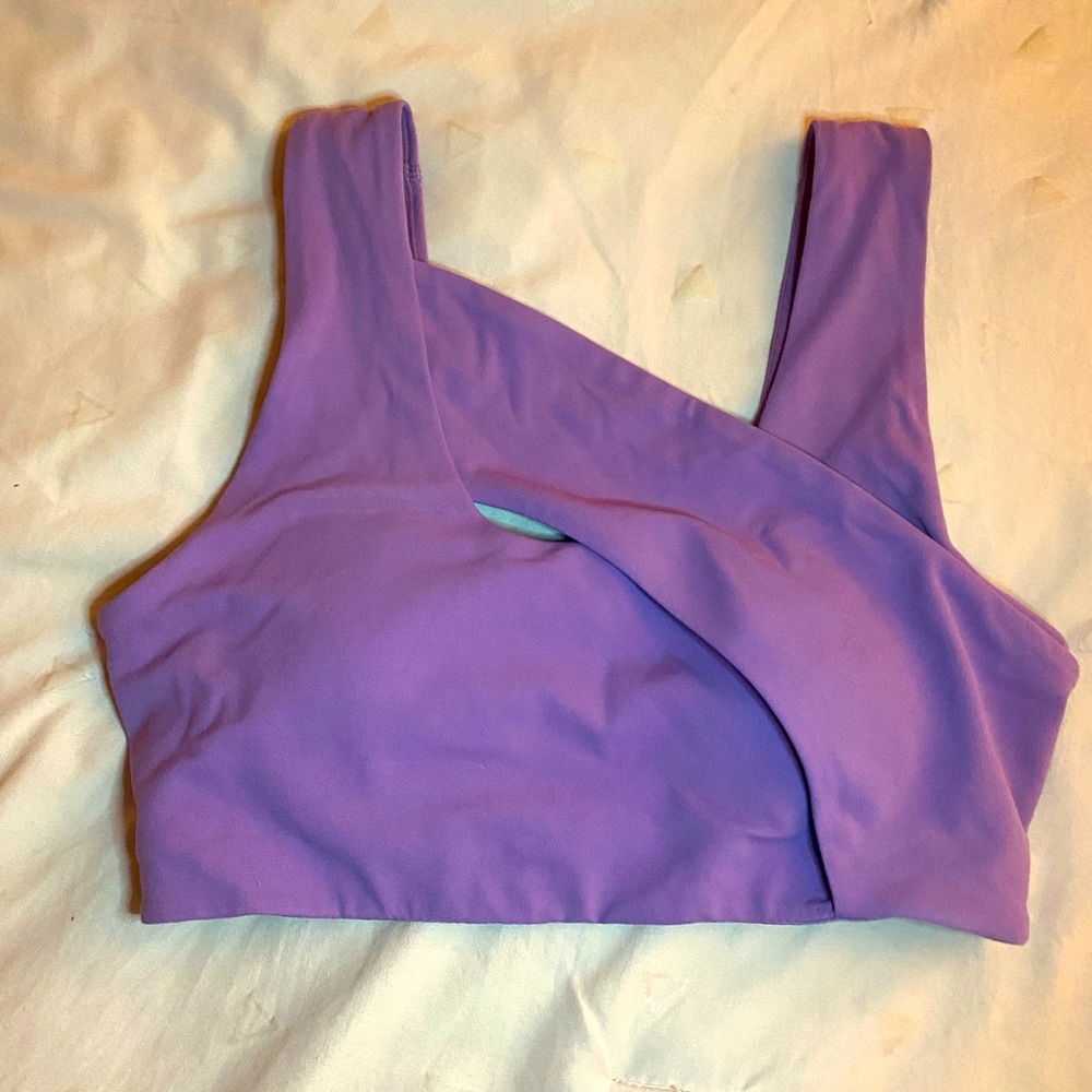 Lululemon crossover sports bra. Size 4. In good condition. Lavender colored.